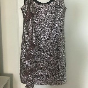 Sleeveless Shift Cocktail Dress with Ruffle Detail